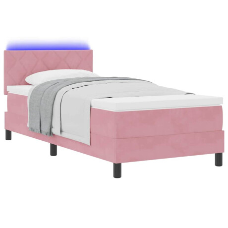 vidaXL Boxspring bed met matras Roze 100 x 200 cm Fluweel afbeelding3 - 1