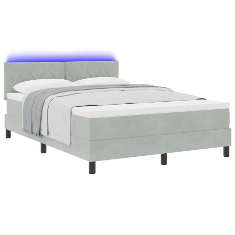 vidaXL LED Box Spring Bed met matras Lichtgrijs 140 x 190 cm Fluweel afbeelding3 - 1