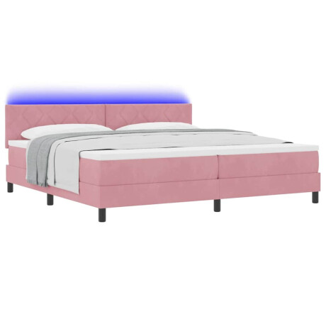 vidaXL Boxspring bed met matras Roze 200 x 200 cm Fluweel afbeelding3 - 1