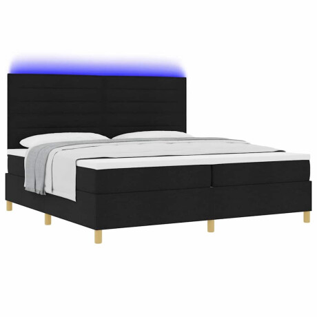 vidaXL Boxspring bed met matras met hoofdeinde Zwart 200 x 200 cm Stof afbeelding3 - 1