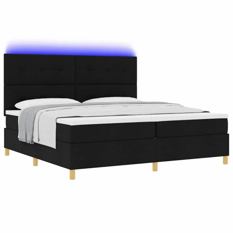 vidaXL Boxspring bed met matras met hoofdeinde Zwart 200 x 200 cm Stof afbeelding3 - 1