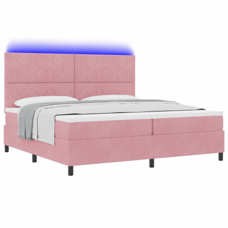 vidaXL Boxspring bed met matras Roze 200 x 200 cm Fluweel afbeelding3 - 1