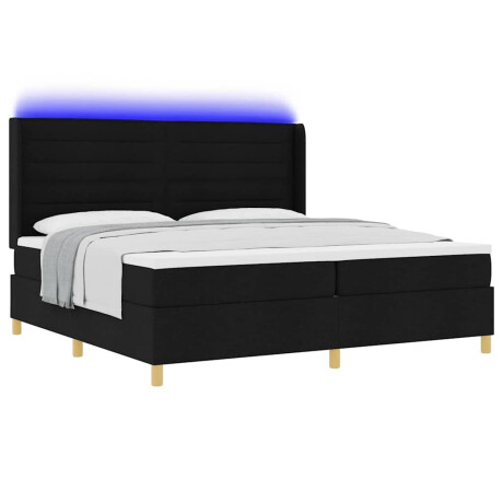 vidaXL Boxspring bed met matras Zwart 200 x 200 cm Stof afbeelding3 - 1