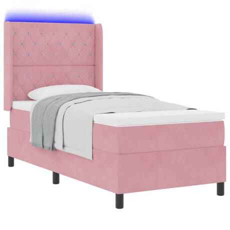 vidaXL LED Boxspring Bed met Matras Argyle Roze 100 x 200 cm Fluweel afbeelding3 - 1