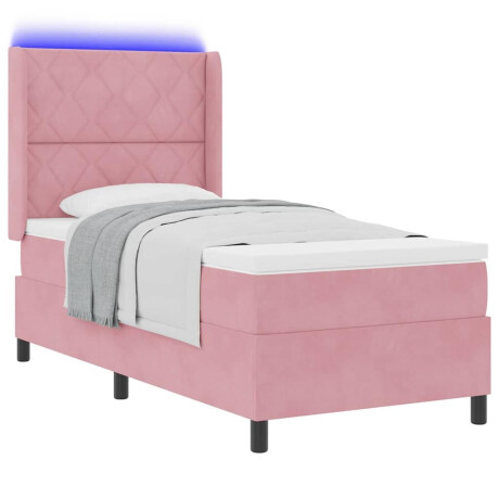 vidaXL LED Boxspring Bed met Matras Roze 100 x 200 cm Fluweel afbeelding3 - 1