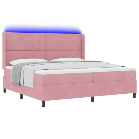 vidaXL LED Boxspring Bed met Matras Roze 200 x 200 cm Fluweel afbeelding3 - 1