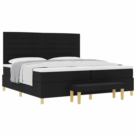 vidaXL Boxspring bed met matras met hoofdeinde Zwart 200 x 200 cm Stof afbeelding3 - 1