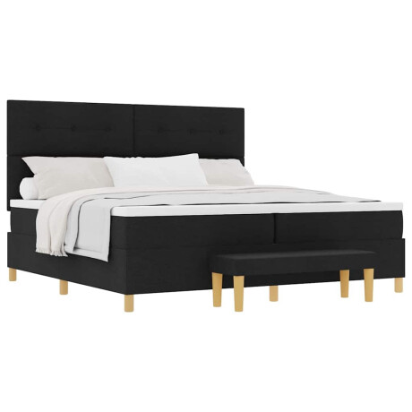 vidaXL Boxspring bed met matras met hoofdeinde Zwart 200 x 200 cm Stof afbeelding3 - 1
