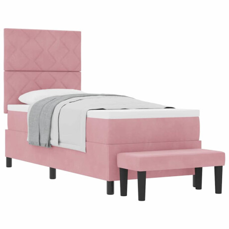 vidaXL Boxspring bed met matras Roze 80 x 200 cm Fluweel afbeelding3 - 1