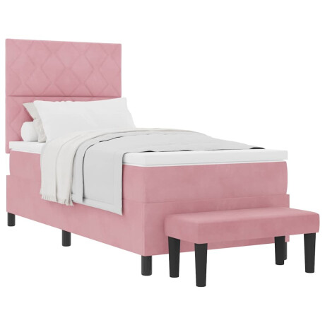 vidaXL Boxspring bed met matras Roze 100 x 200 cm Fluweel afbeelding3 - 1