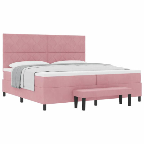 vidaXL Boxspring bed met matras Roze 200 x 200 cm Fluweel afbeelding3 - 1