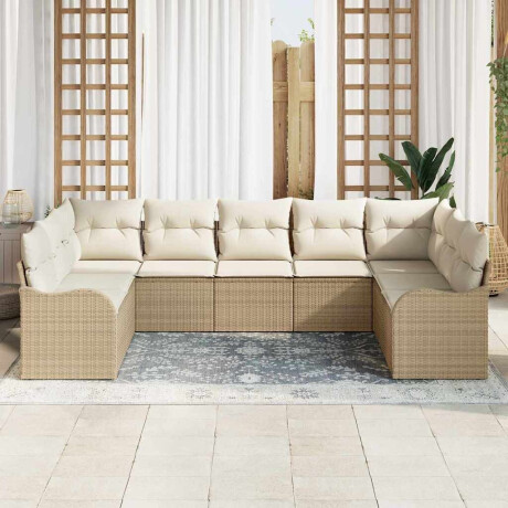 vidaXL Tuin Sofa Set met opslag 9 pcs Beige en wit poly rattan afbeelding3 - 1