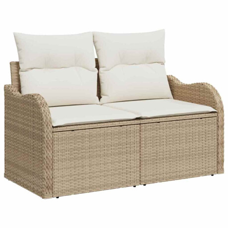 vidaXL Tuin Sofa Set met kussen 10 pcs Beige en wit Poly riet afbeelding3 - 1