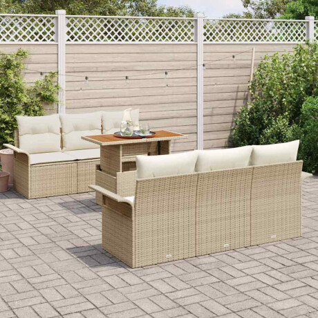 vidaXL 7-delige tuinsofa set met kussens in beige poly rattan afbeelding3 - 1