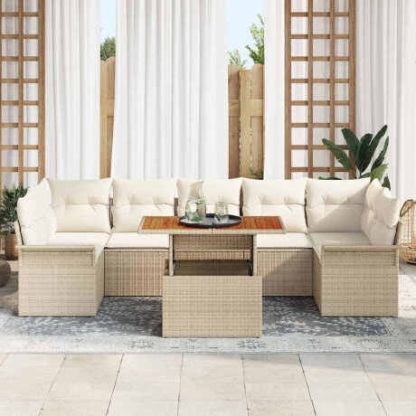 vidaXL 8-delige tuinsofa set met kussens in beige poly rattan afbeelding3 - 1