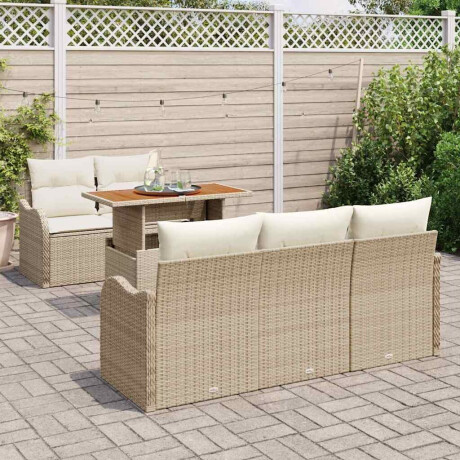 vidaXL 6-delige tuinsofa set met kussens in beige poly rattan afbeelding3 - 1