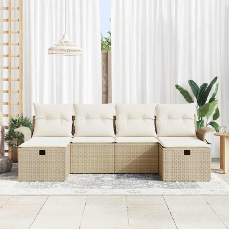 vidaXL 6-delige loungeset voor de tuin met kussens in beige afbeelding3 - 1