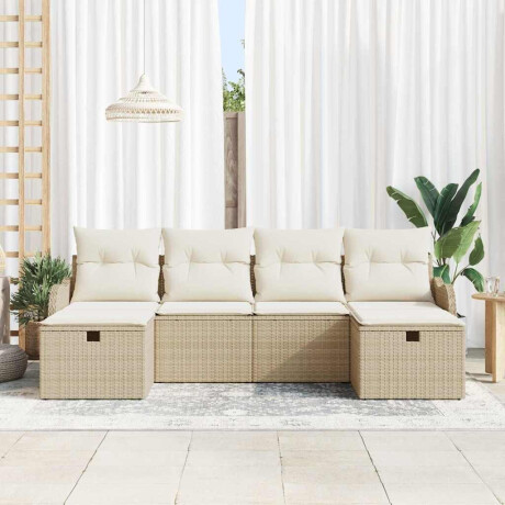 vidaXL 6-delige tuinsofa set met kussens in beige poly rattan afbeelding3 - 1