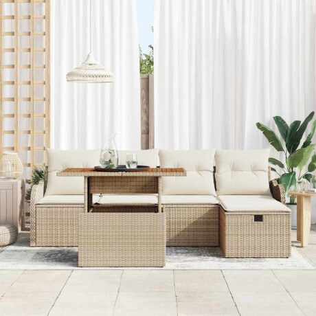 vidaXL 6-delige tuinsofa set met kussens in beige poly rattan afbeelding3 - 1