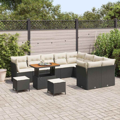 vidaXL Tuin Sofa Set met kussen met opslag 12 pcs Zwart en crème afbeelding3 - 1