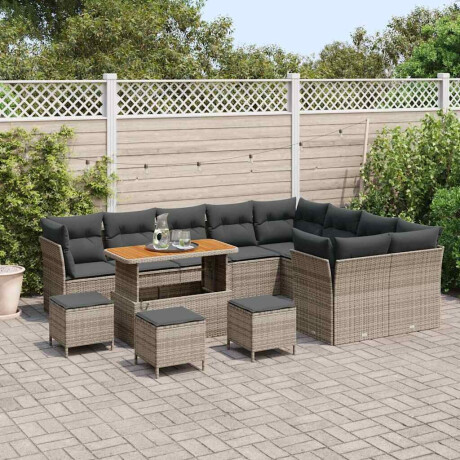 vidaXL Tuin Sofa Set 13 pcs Grijs Poly rattan en gepoedercoat staal afbeelding3 - 1