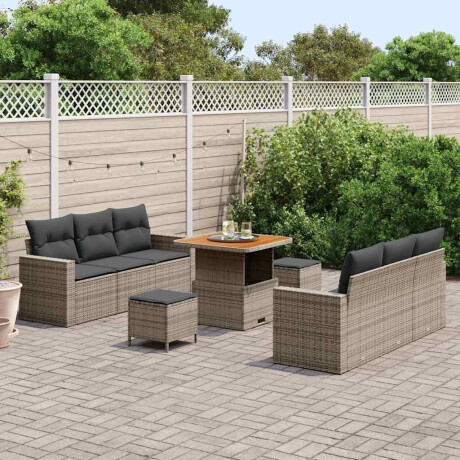 vidaXL Tuin Sofa Set 9 pcs Grijs Poly rattan en gepoedercoat staal afbeelding3 - 1