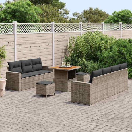 vidaXL Tuin Sofa Set 10 pcs Grijs Poly rattan en gepoedercoat staal afbeelding3 - 1