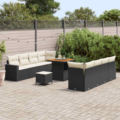 vidaXL Tuin Sofa Set met kussen 11 pcs Zwart en crème 80 x 80 x 71 cm afbeelding3 - 1