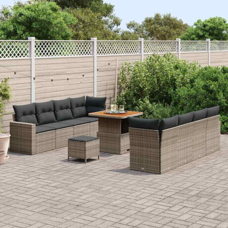 vidaXL Tuin Sofa Set 11 pcs Grijs Poly rattan en gepoedercoat staal afbeelding3 - 1
