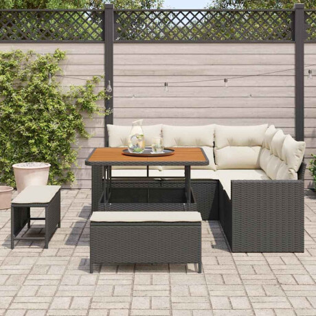vidaXL Tuin Sofa Set met kussen 8 pcs Zwart en crème 100 x 100 x 71 cm afbeelding3 - 1