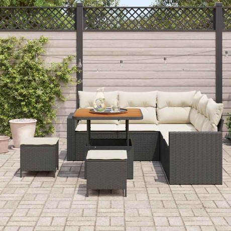 vidaXL Tuin Sofa Set met kussen 8 pcs Zwart en crème 80 x 80 x 71 cm afbeelding3 - 1