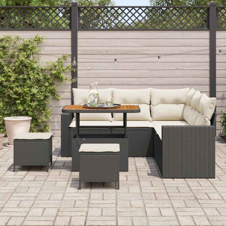 vidaXL Tuin Sofa Set met kussen 8 pcs Zwart en crème 90 x 55 x 71 cm afbeelding3 - 1