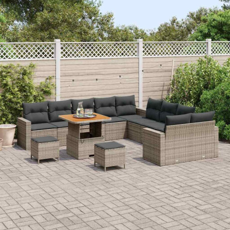 vidaXL Tuin Sofa Set 13 pcs Grijs Poly rattan en gepoedercoat staal afbeelding3 - 1