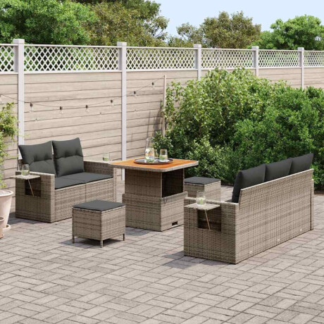 vidaXL Tuin Sofa Set 8 pcs Grijs Poly rattan en gepoedercoat staal afbeelding3 - 1