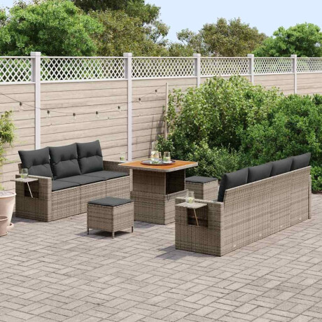 vidaXL Tuin Sofa Set 10 pcs Grijs Poly rattan en gepoedercoat staal afbeelding3 - 1