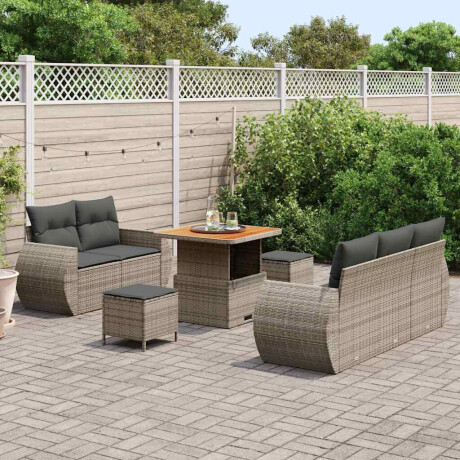 vidaXL Tuin Sofa Set 8 pcs Grijs Poly rattan en gepoedercoat staal afbeelding3 - 1