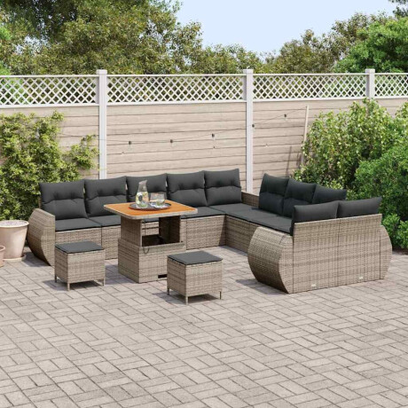 vidaXL Tuin Sofa Set 13 pcs Grijs Poly rattan en gepoedercoat staal afbeelding3 - 1