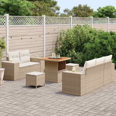 vidaXL Tuin Sofa Set met kussen 8 pcs Beige en Crème Poly Rattan afbeelding3 - 1