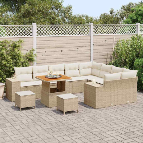 vidaXL Tuin Sofa Set met kussen met opslag 12 pcs Beige en Crème afbeelding3 - 1