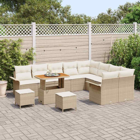 vidaXL Tuin Sofa Set met kussen met opslag 12 pcs Beige en Crème afbeelding3 - 1
