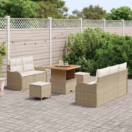 vidaXL 8-delige tuin-sofaset met kussens beige poly rattan acacia afbeelding3 - 1