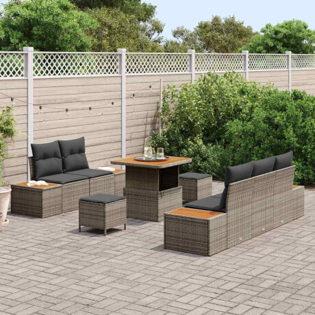 vidaXL Tuin Sofa Set met kussen 8 pcs Licht Grijs en Donker Grijs afbeelding3 - 1