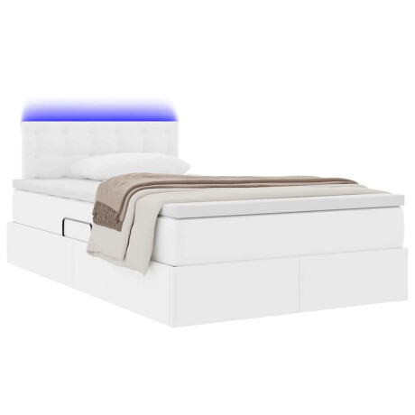 vidaXL Bed met LED -striplichten met opslag Puur Wit 120 x 200 cm PVC afbeelding3 - 1
