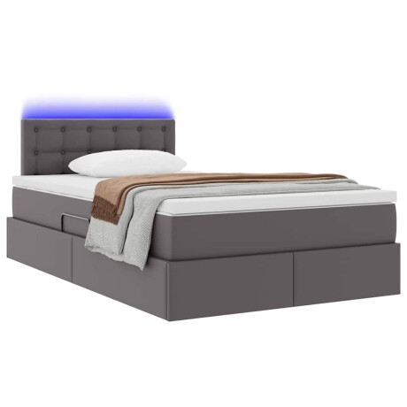 vidaXL Bed met LED -striplichten met hoofdeinde Grijs 120 x 200 cm PVC afbeelding3 - 1
