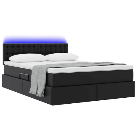 vidaXL Bed met LED -striplichten met hoofdeinde Zwart 140 x 200 cm PVC afbeelding3 - 1
