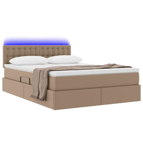 vidaXL Bed met LED -striplichten Cappuccino 140 x 200 cm PVC afbeelding3 - 1