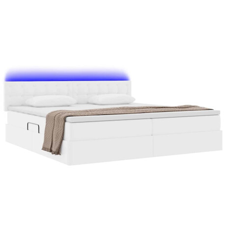 vidaXL Bed met LED -striplichten Lichtgrijs 200 x 200 cm PVC afbeelding3 - 1