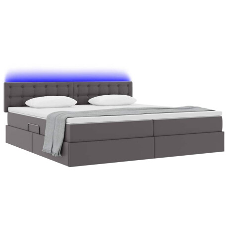 vidaXL Bed met LED -striplichten Lichtgrijs 200 x 200 cm PVC afbeelding3 - 1