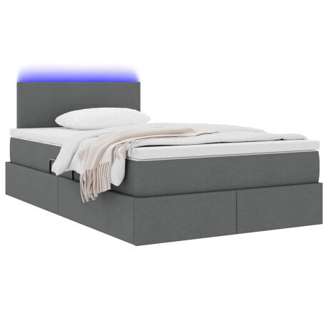 vidaXL Bed met LED -striplichten Donkergrijs 120 x 200 cm Stof afbeelding3 - 1