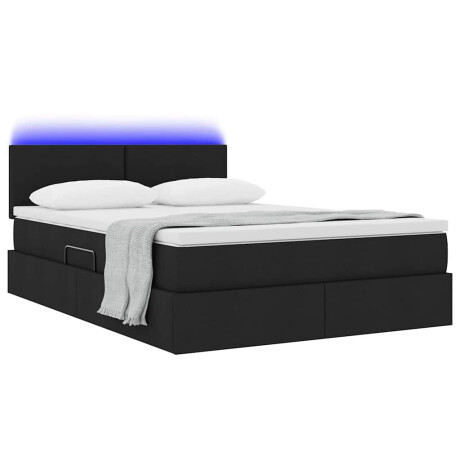 vidaXL Bed met LED -striplichten met opslag Zwart 140 x 190 cm Stof afbeelding3 - 1
